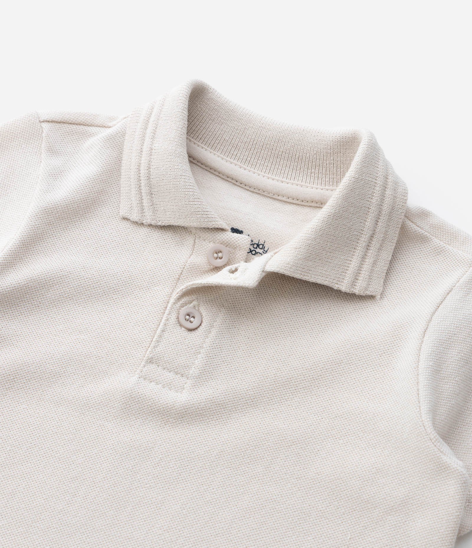 Camiseta Polo Infantil em Piquet Texturizado - Tam RN a 18 Meses Bege 5