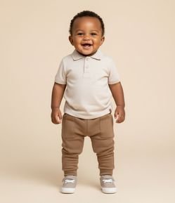 Camiseta Polo Infantil em Piquet Texturizado - Tam RN a 18 Meses