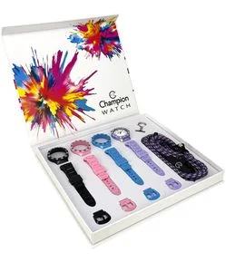 Kit Relógio Analógico Troca Pulseira em Plástico Champion CP31001M