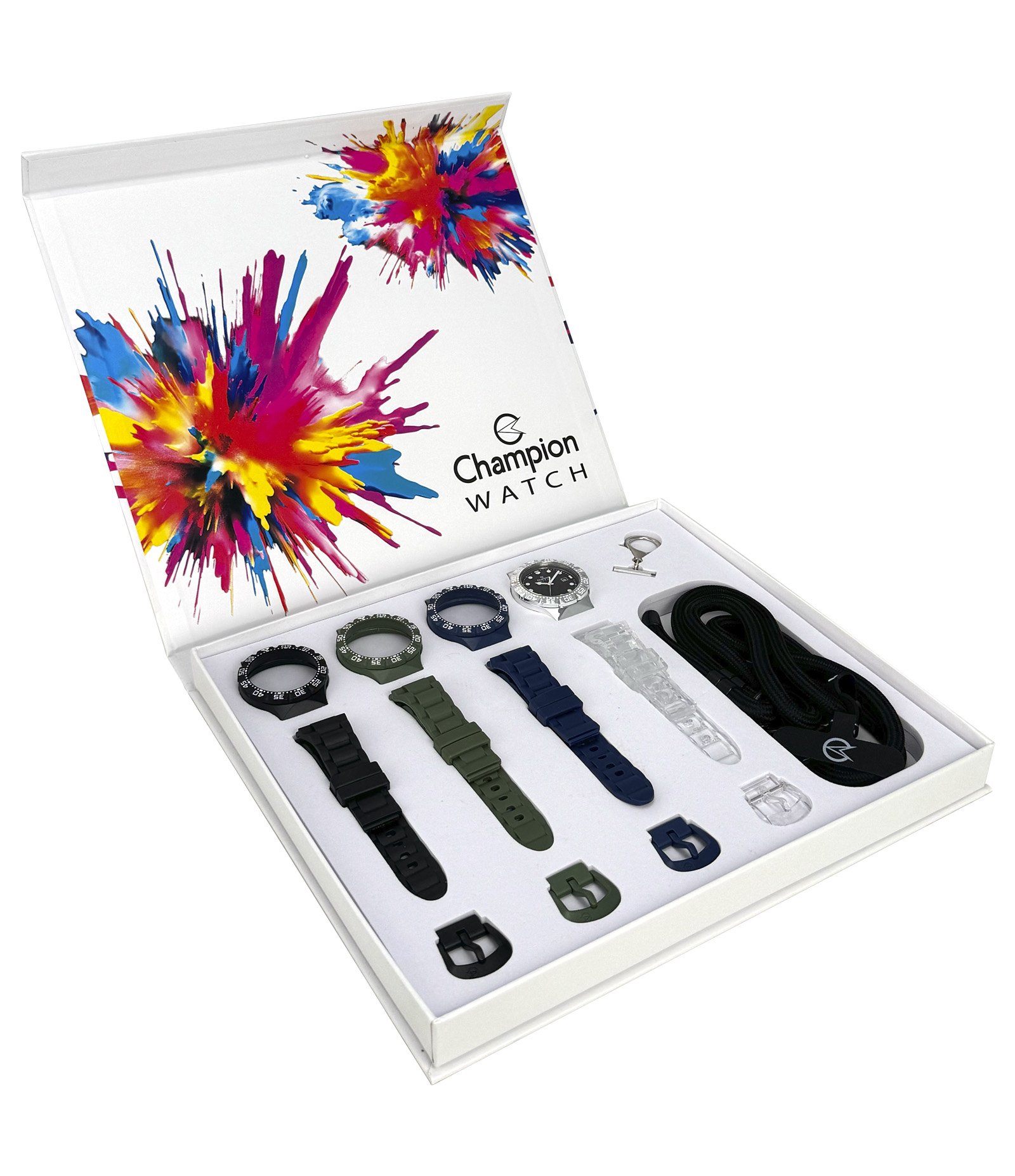 Kit Relógio Analógico Troca Pulseira em Plástico Champion CP31001U Preto 1