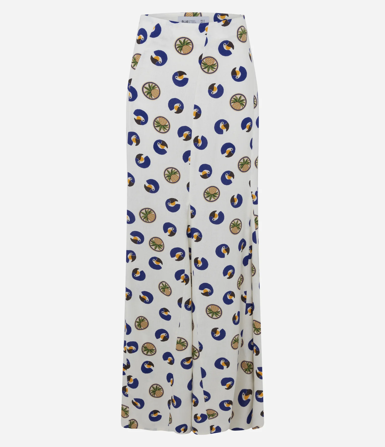 Saia Longa em Viscolinho com Estampa Tropical Off White 1