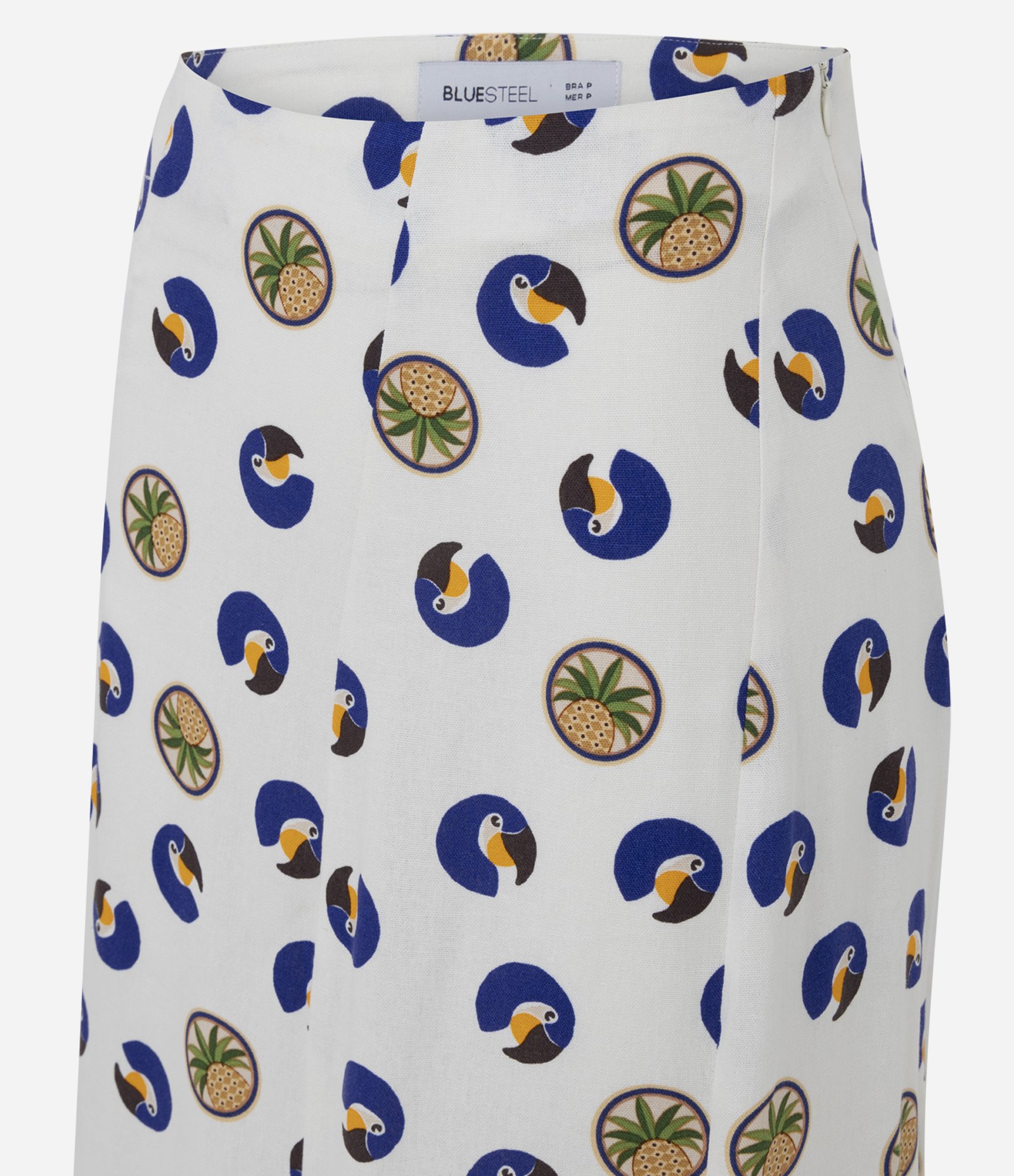 Saia Longa em Viscolinho com Estampa Tropical Off White 2