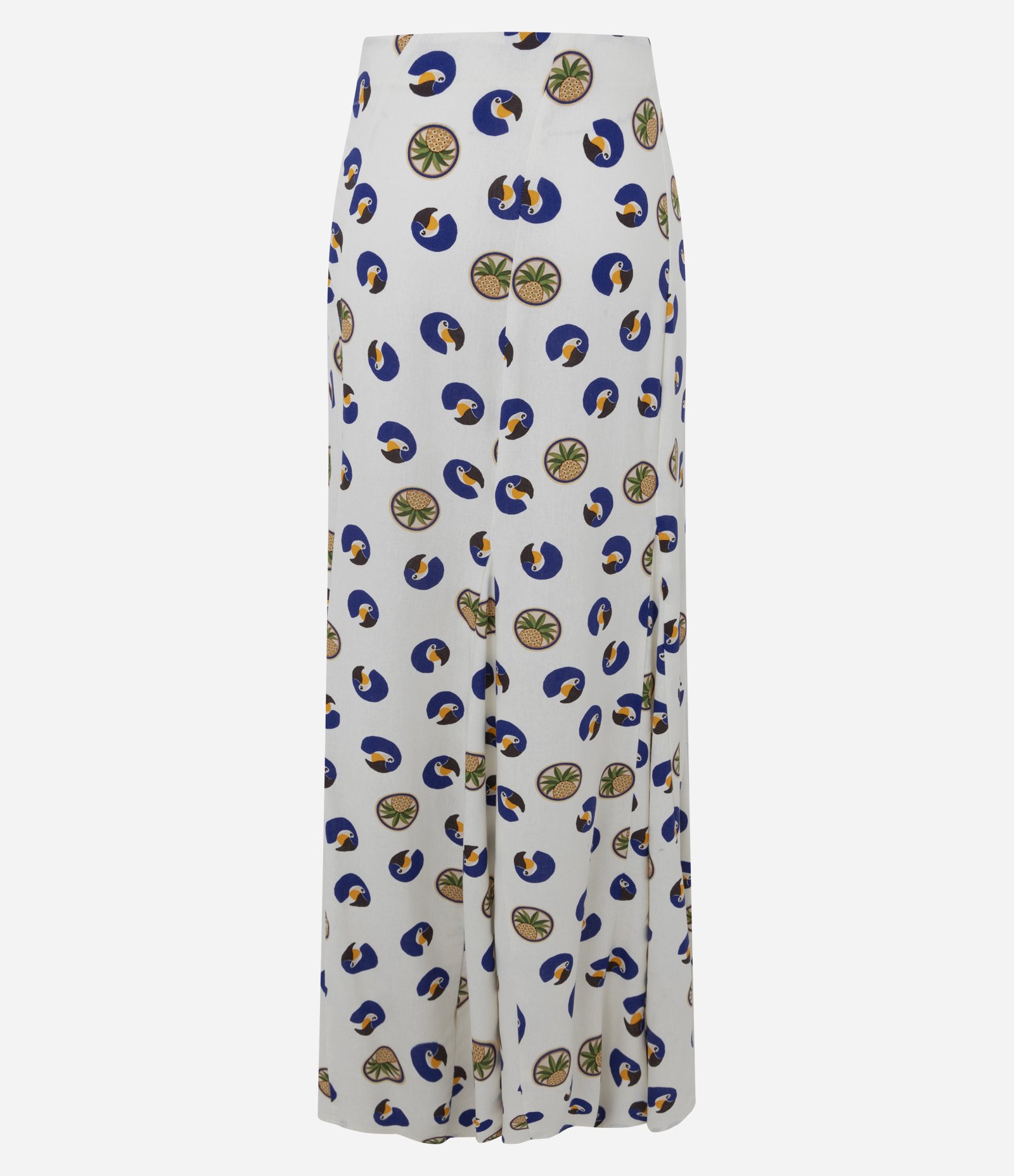 Saia Longa em Viscolinho com Estampa Tropical Off White 3