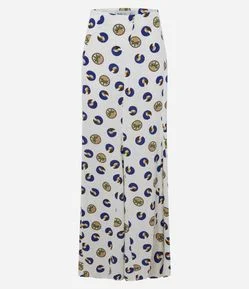 Saia Longa em Viscolinho com Estampa Tropical