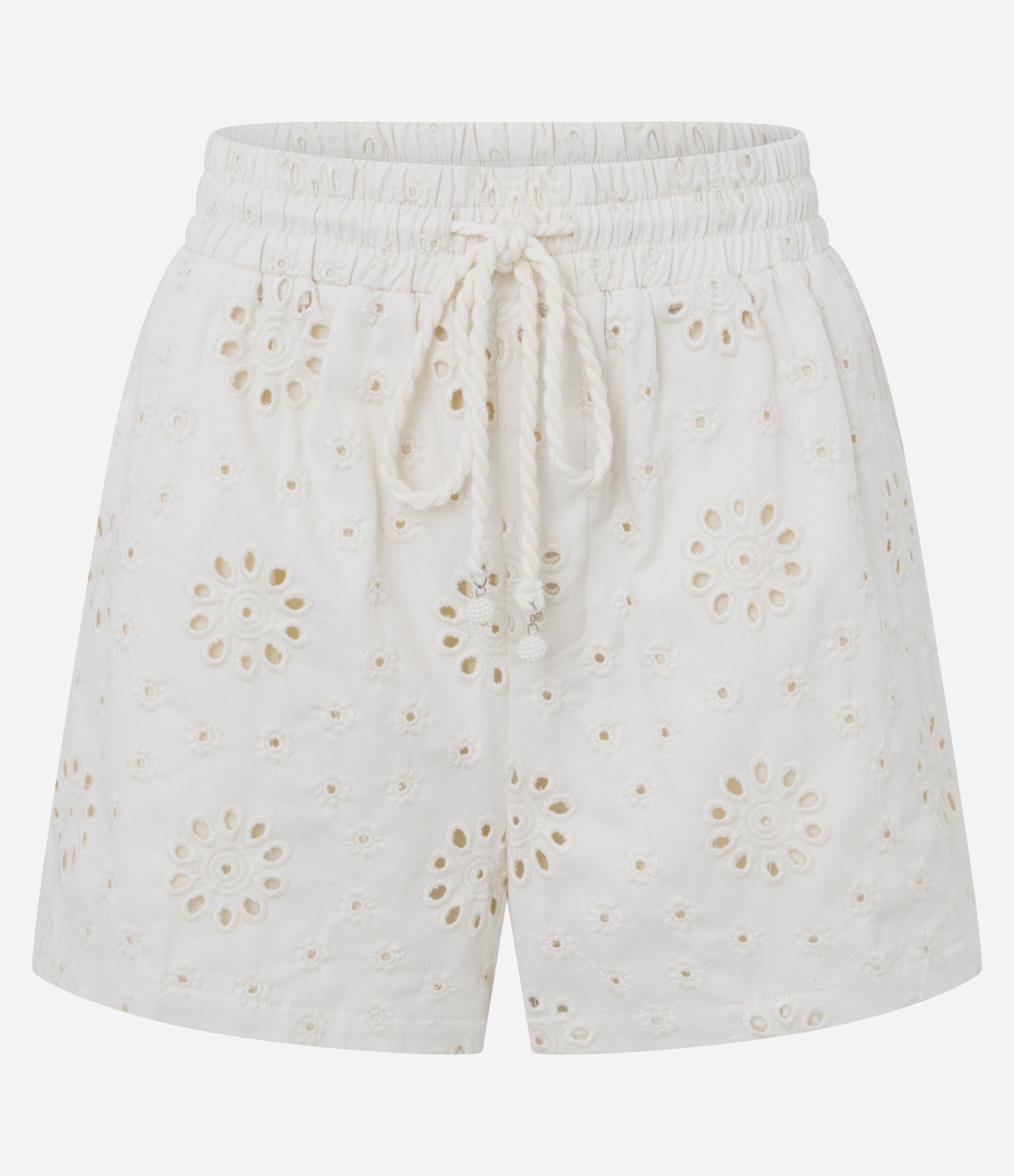 Short Cintura Alta em Laise com Cós Elástico Off White 5
