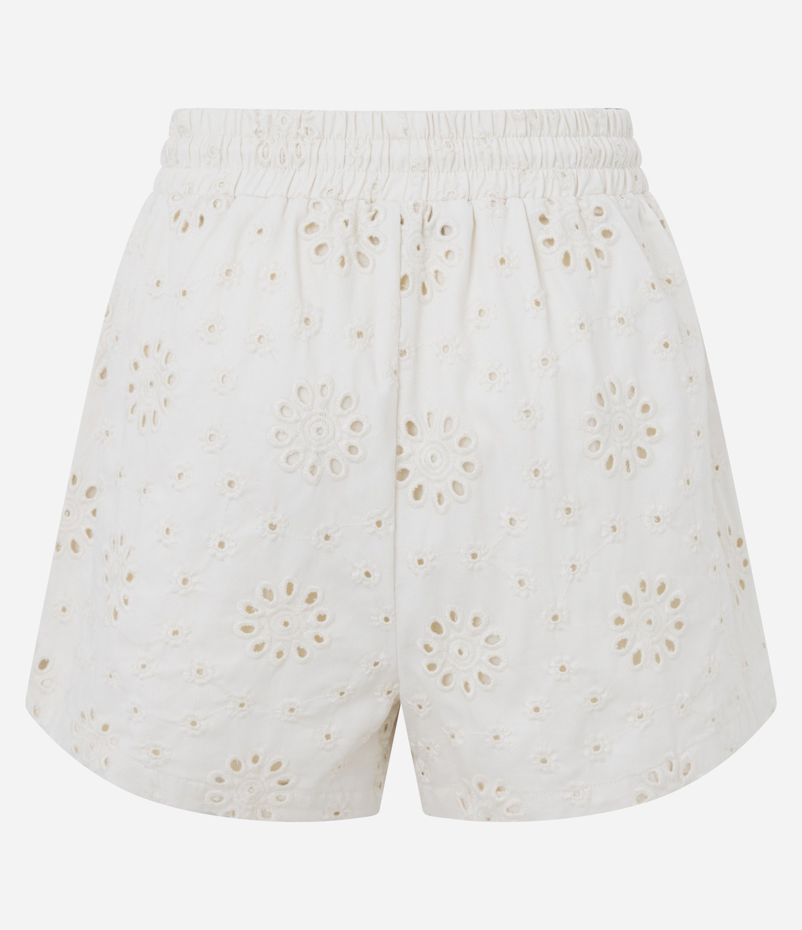 Short Cintura Alta em Laise com Cós Elástico Off White 7