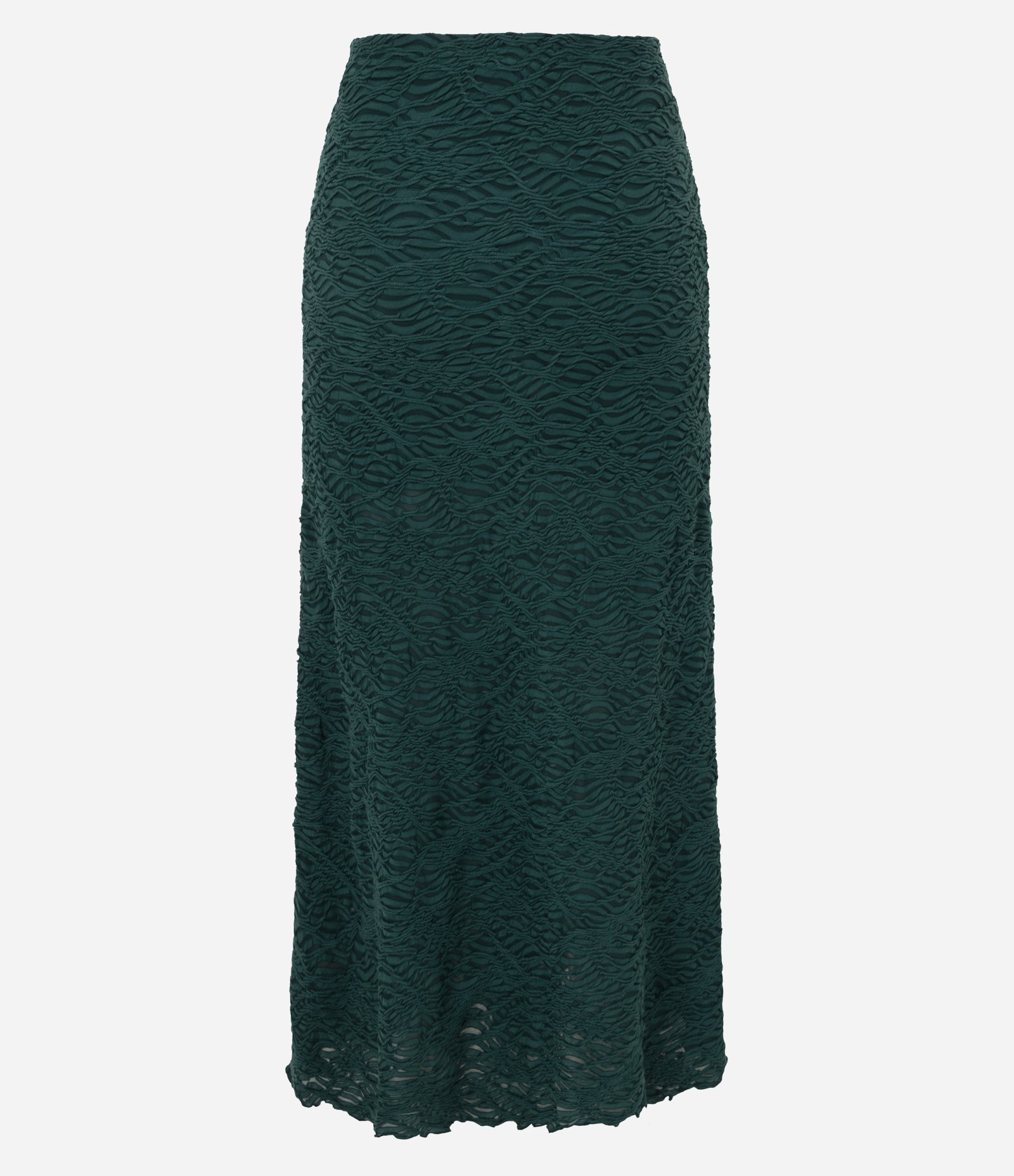 Saia Longa em Tricô Texturizado com Fenda Assimétrica Verde 7