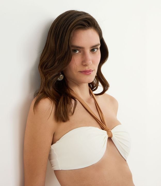 Biquini Top Bandeau em Microfibra com Amarração Metalizada