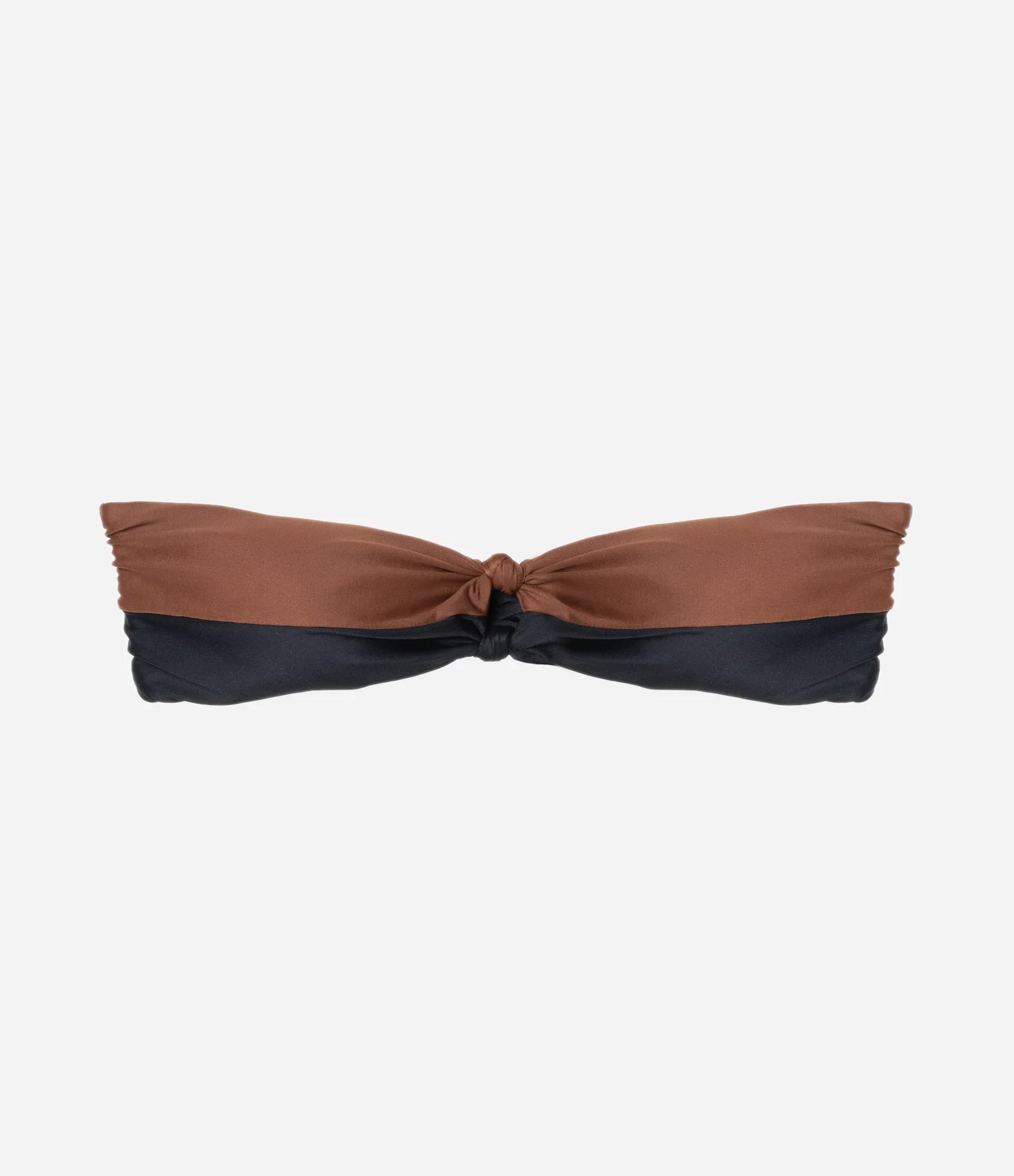 Biquini Top Bandeau com Nozinho e Bojo Removível Preto/Marrom 1