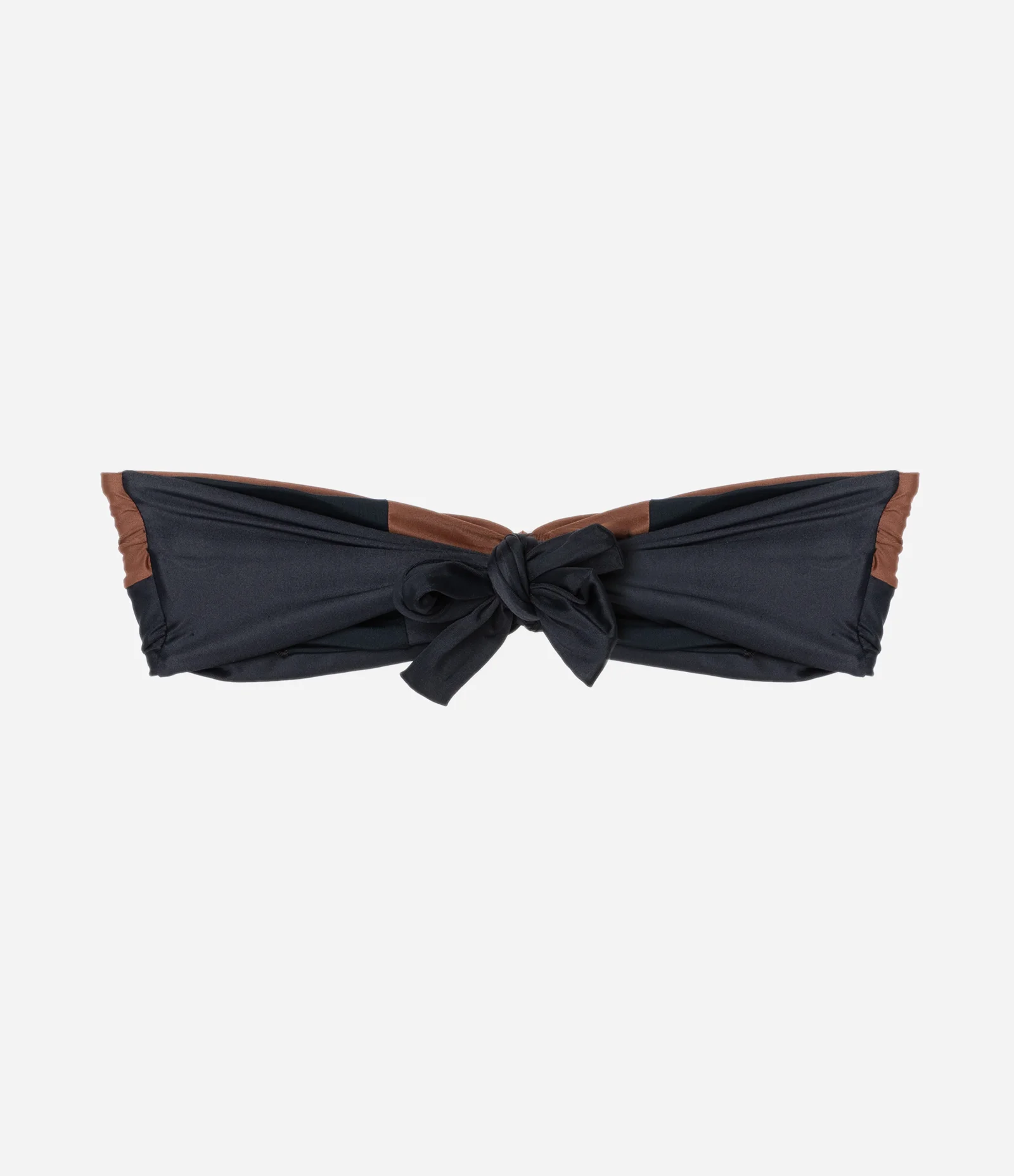 Biquini Top Bandeau com Nozinho e Bojo Removível Preto/Marrom 2