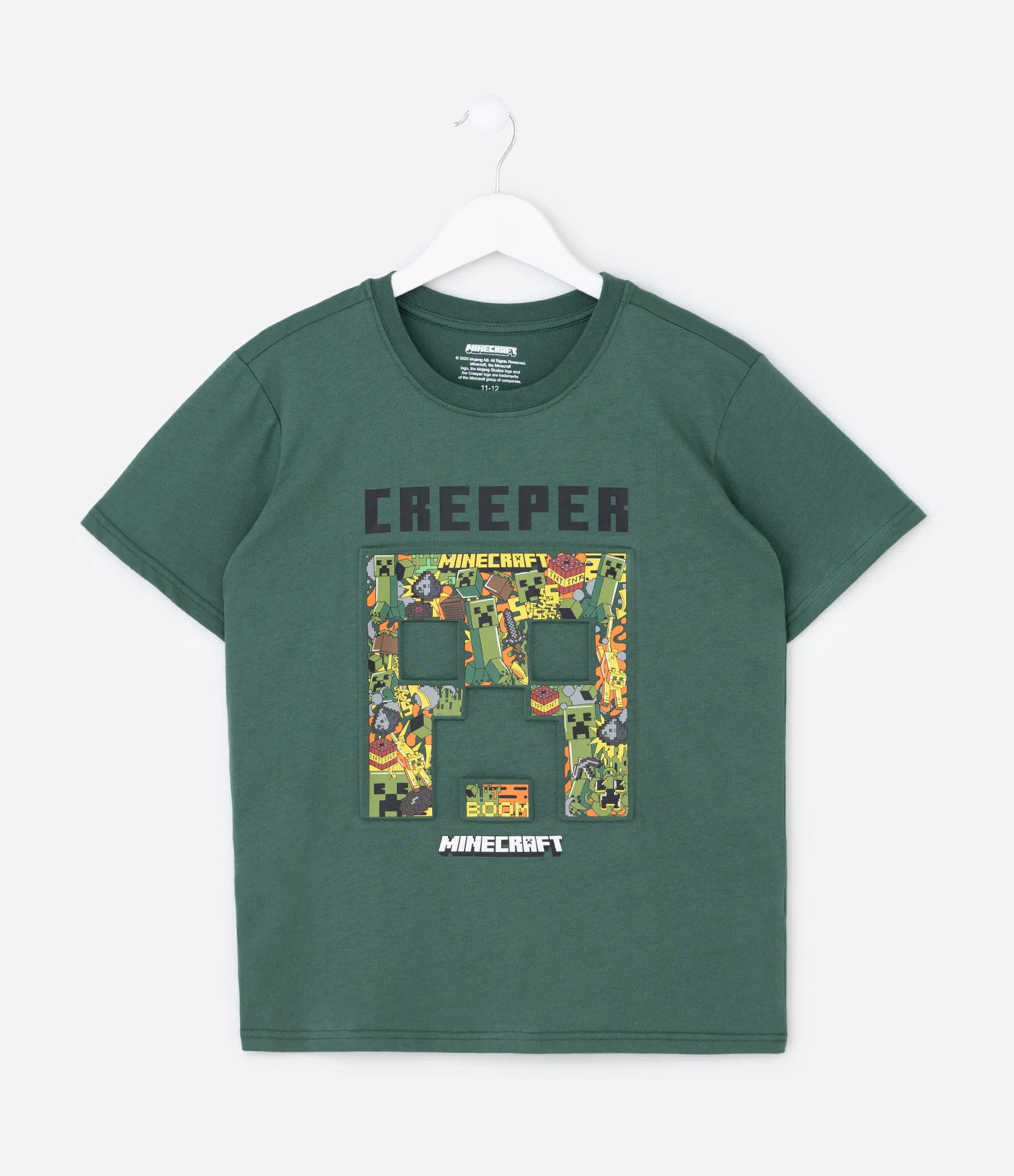 Camiseta Infantil com Estampa em Alto Relevo Minecraft – Tam 5 a 14 Anos Verde Militar 1