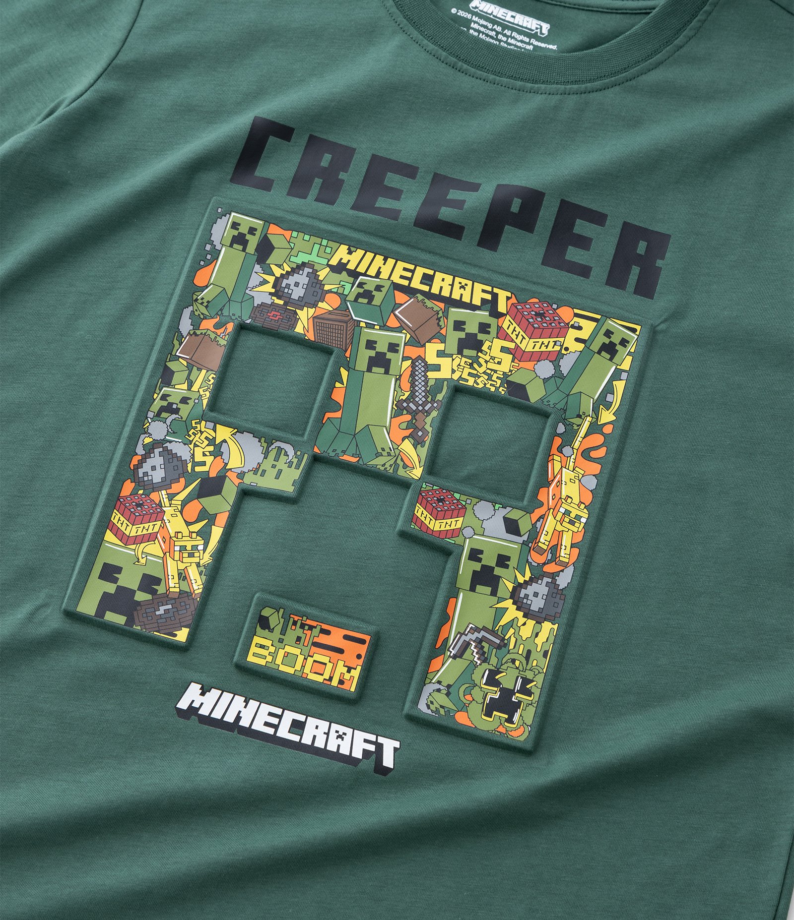 Camiseta Infantil com Estampa em Alto Relevo Minecraft – Tam 5 a 14 Anos Verde Militar 5