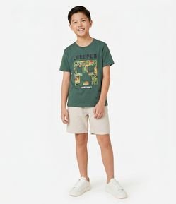 Camiseta Infantil com Estampa em Alto Relevo Minecraft – Tam 5 a 14 Anos