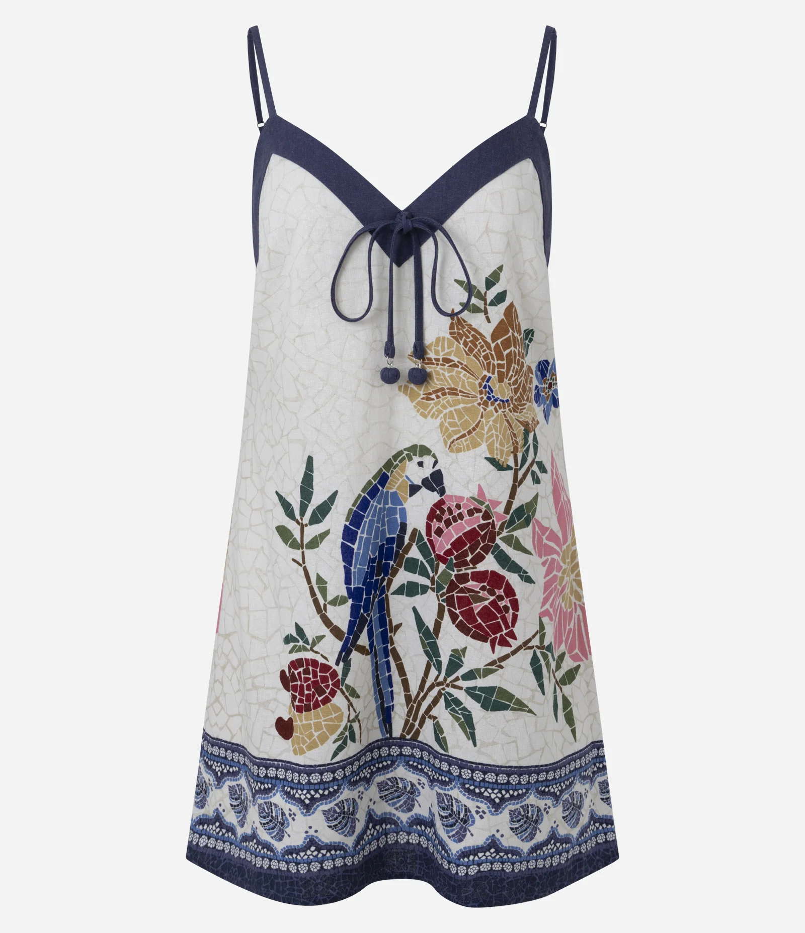 Vestido Curto Alcinha em Viscolinho com Estampa de Paisagem Off White 5