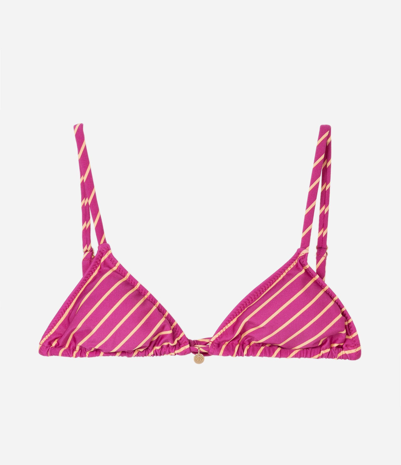 Biquini Top Cortininha em Microfibra com Estampa Listrada Rosa 5