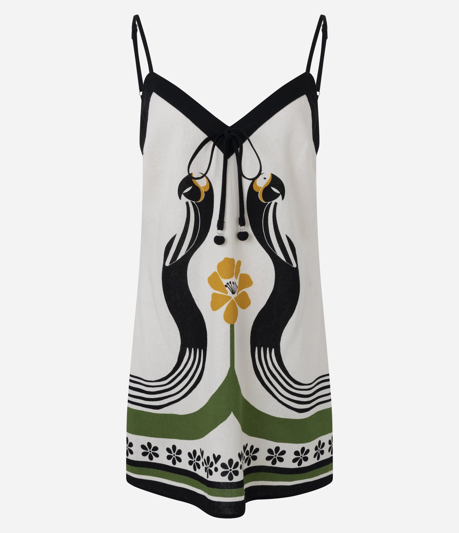 Vestido Curto Alcinha em Viscolinho com Estampa de Animal Branco 1