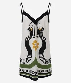 Vestido Curto Alcinha em Viscolinho com Estampa de Animal