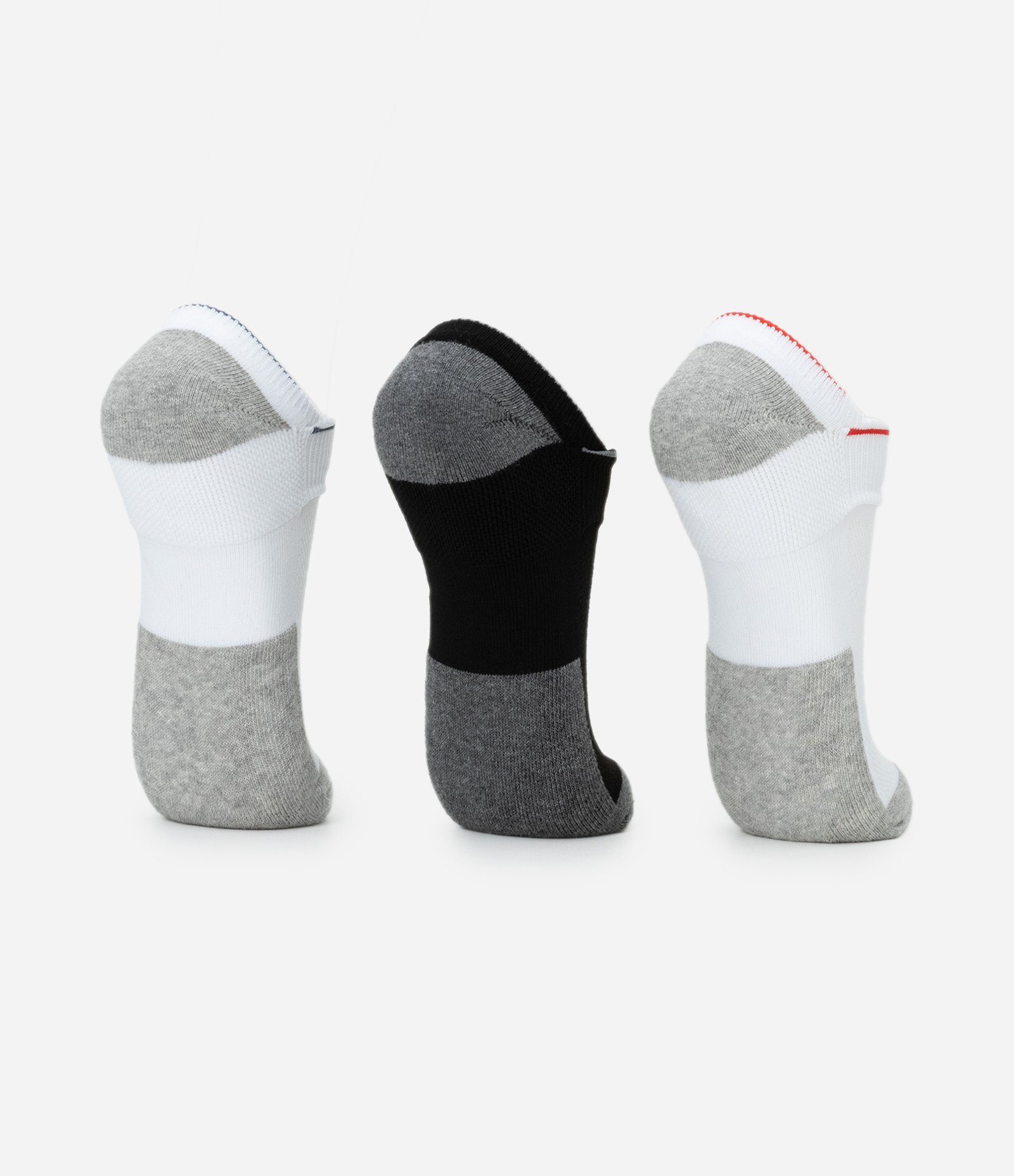 Kit 03 Pares de Meias Cano Baixo em Poliamida com Detalhes Contrastantes Branco/Preto 3