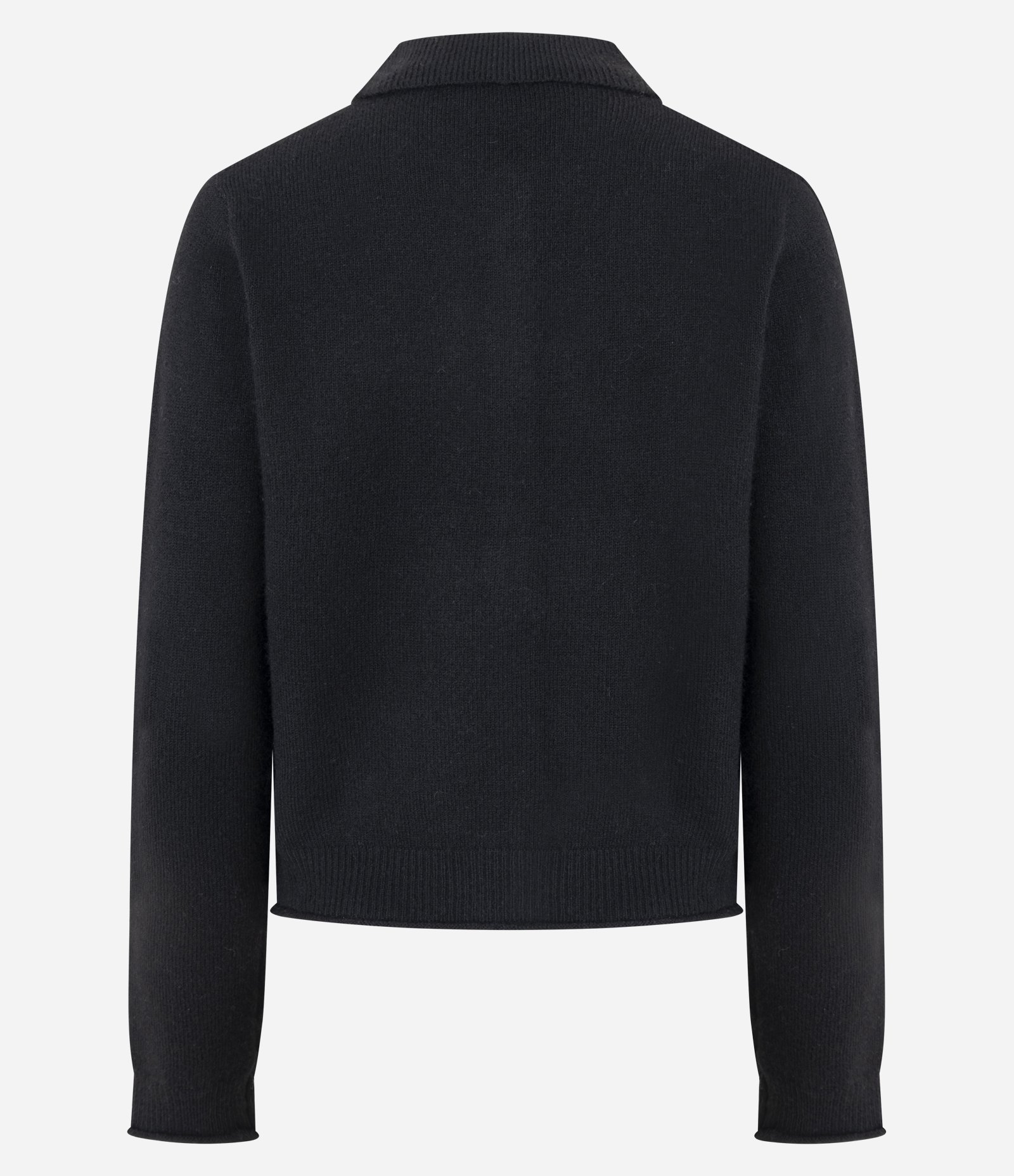 Cardigan em Tricô com Botões e Gola Polo Preto 3