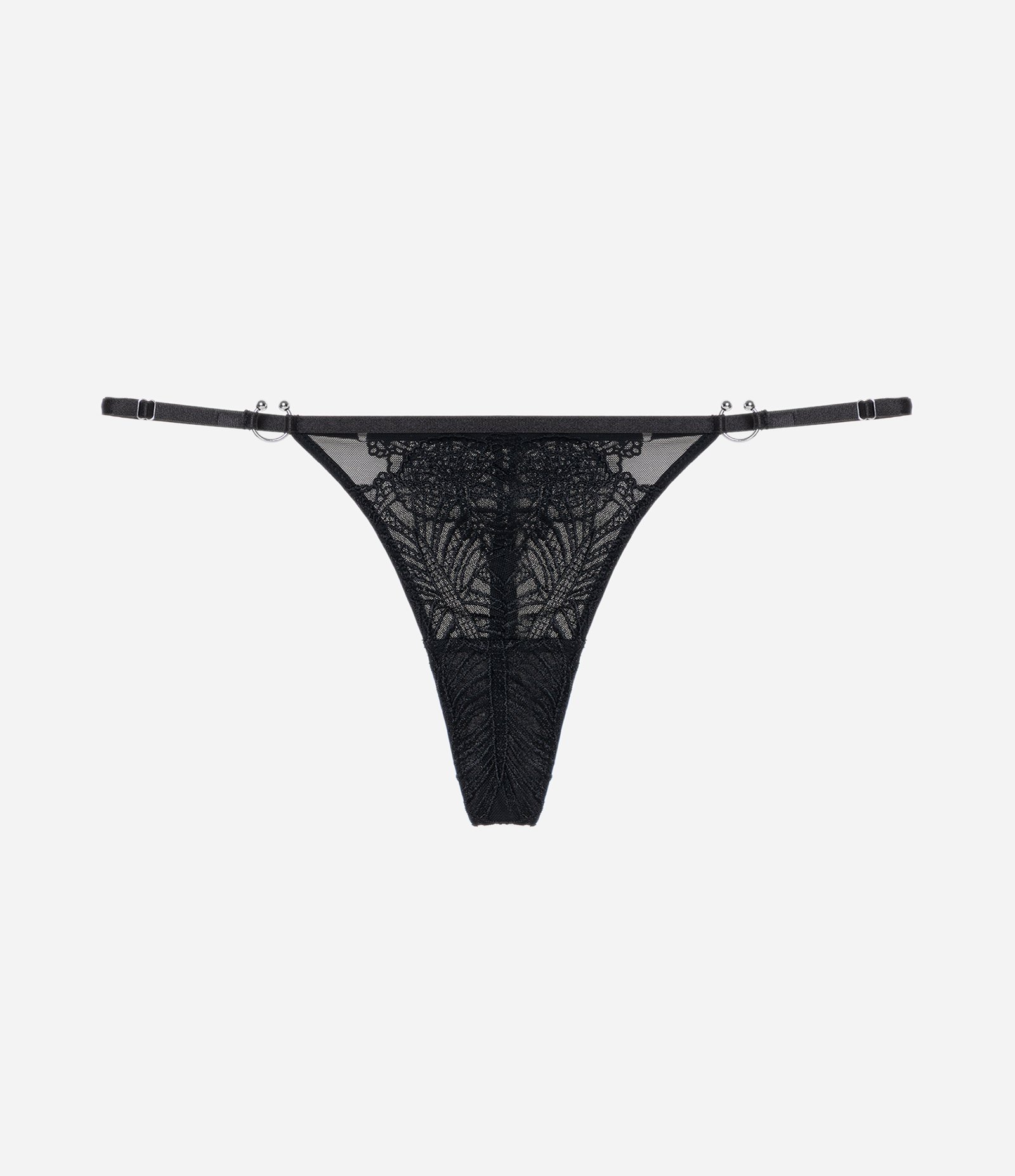 Calcinha String em Tule com Bordado Floral Preto 6