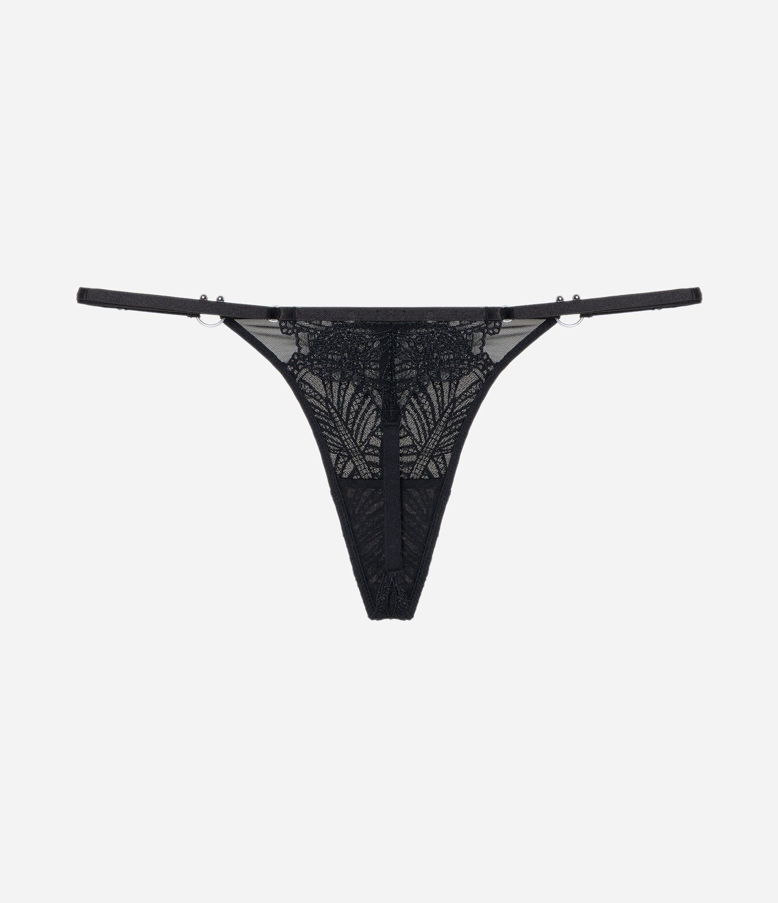 Calcinha String em Tule com Bordado Floral Preto 7