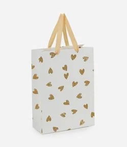 Embalagem de Presente Pequena com Estampa de Corações