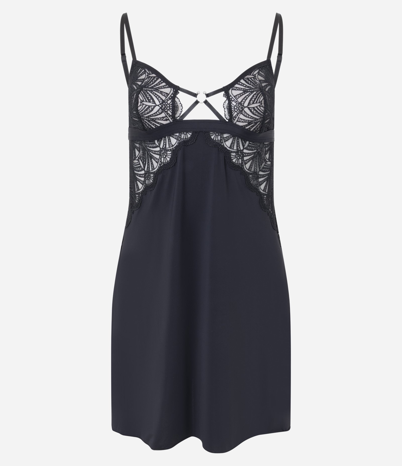Camisola em Tule com Detalhes de Textura Floral Preto 5