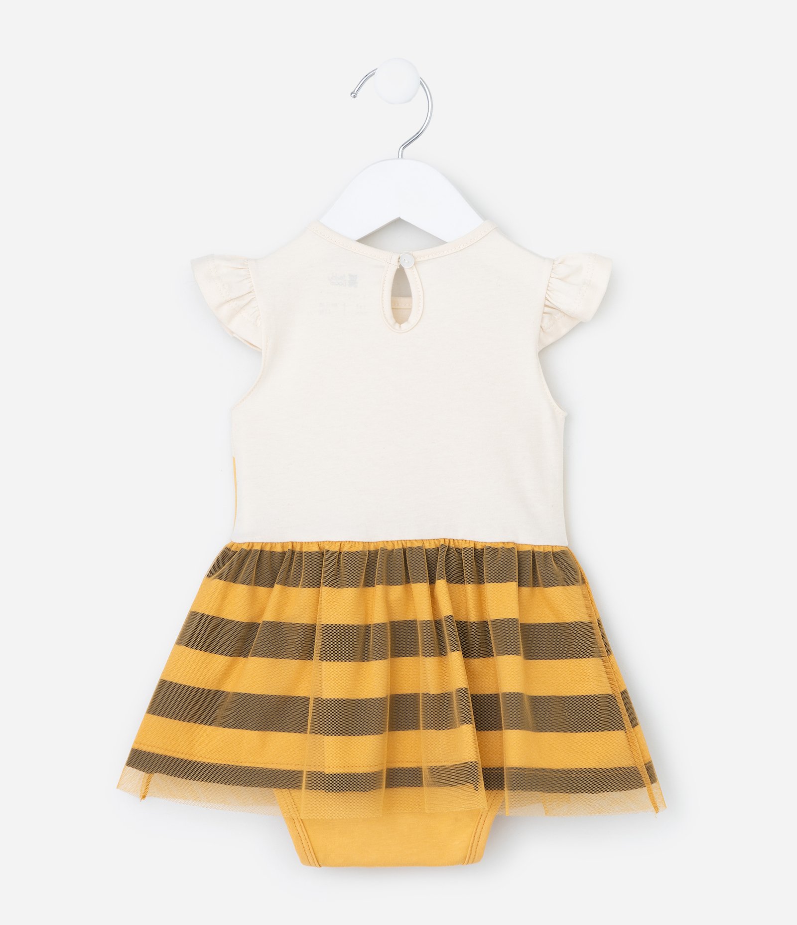 Vestido Body Infantil Estampa Abelhinha com Tiara de Cabelo - Tam 0 a 18 meses Amarelo 2