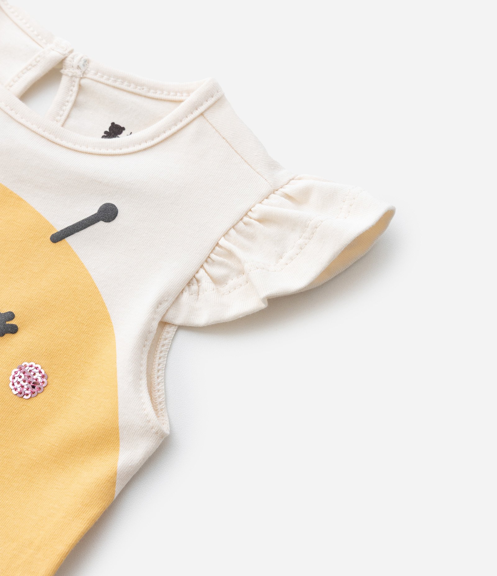 Vestido Body Infantil Estampa Abelhinha com Tiara de Cabelo - Tam 0 a 18 meses Amarelo 7