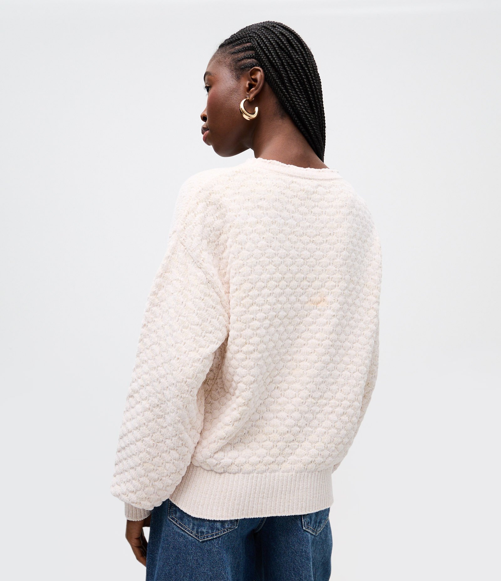 Blusão em Tricô com Detalhe na Gola e Punhos Off White 4