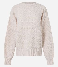 Blusão em Tricô com Detalhe na Gola e Punhos