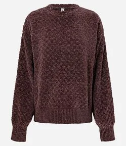 Blusão em Tricô com Detalhe na Gola e Punhos