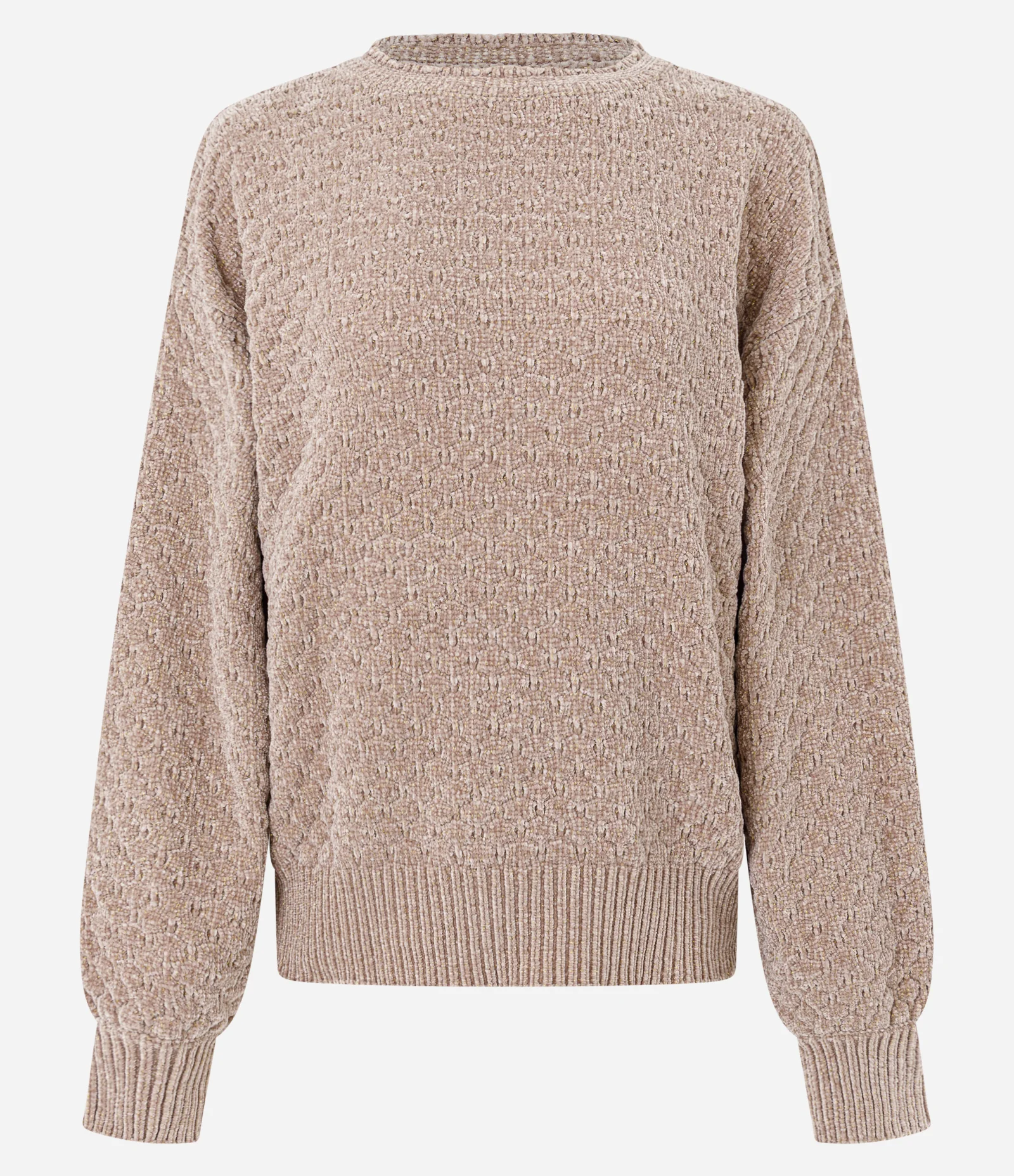 Blusão em Tricô com Detalhe na Gola e Punhos Bege 1