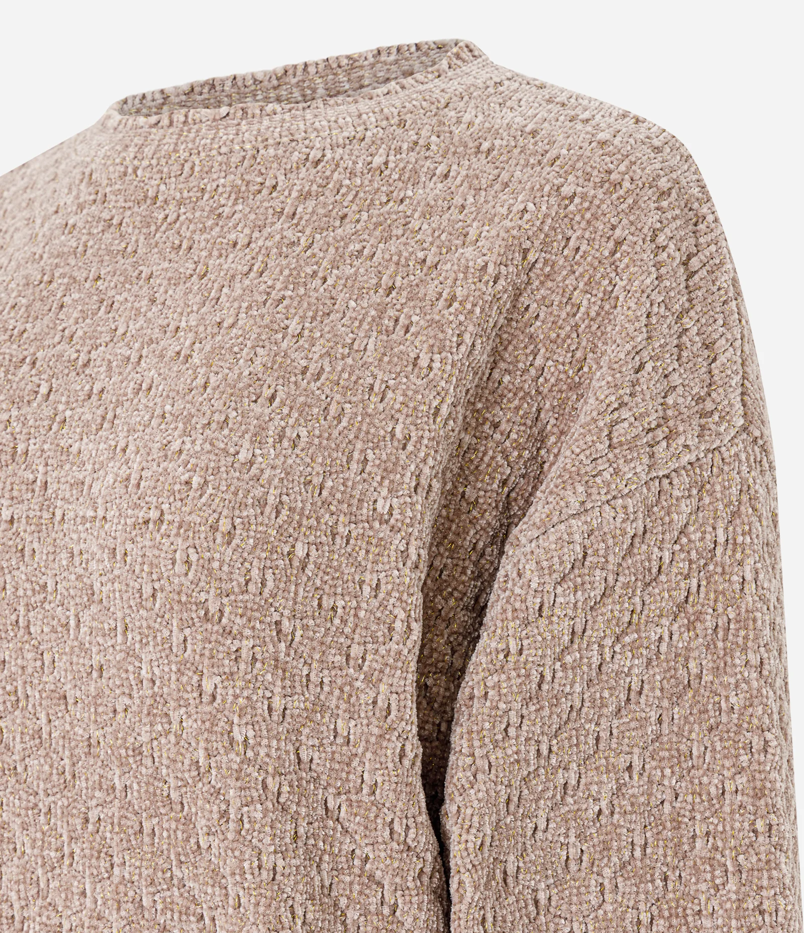 Blusão em Tricô com Detalhe na Gola e Punhos Bege 2