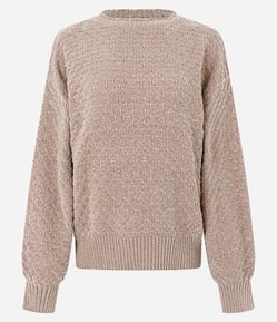 Blusão em Tricô com Detalhe na Gola e Punhos