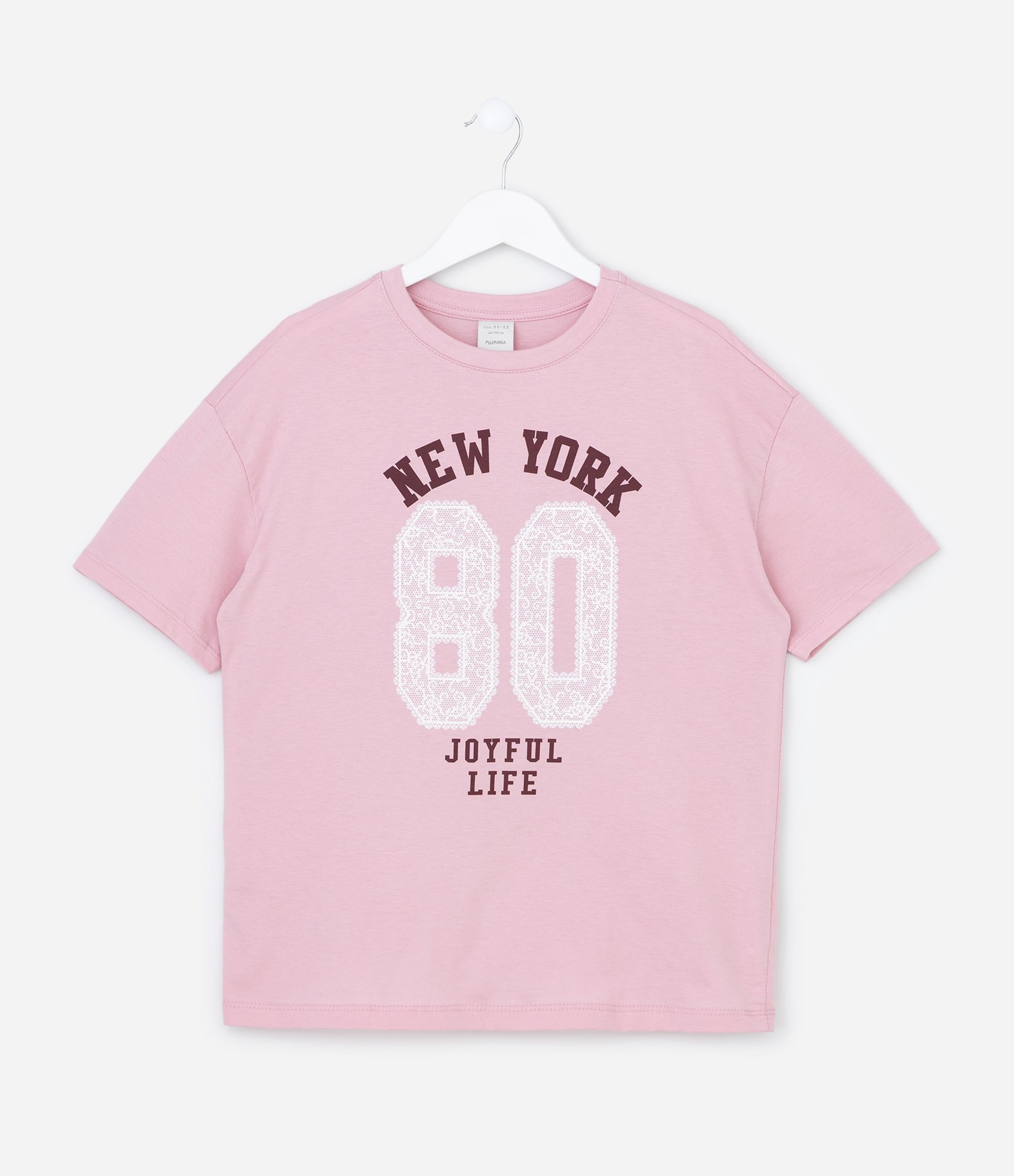 Camiseta Infantil Regular com Estampa College - Tam 5 a 16 Anos Rosa 1