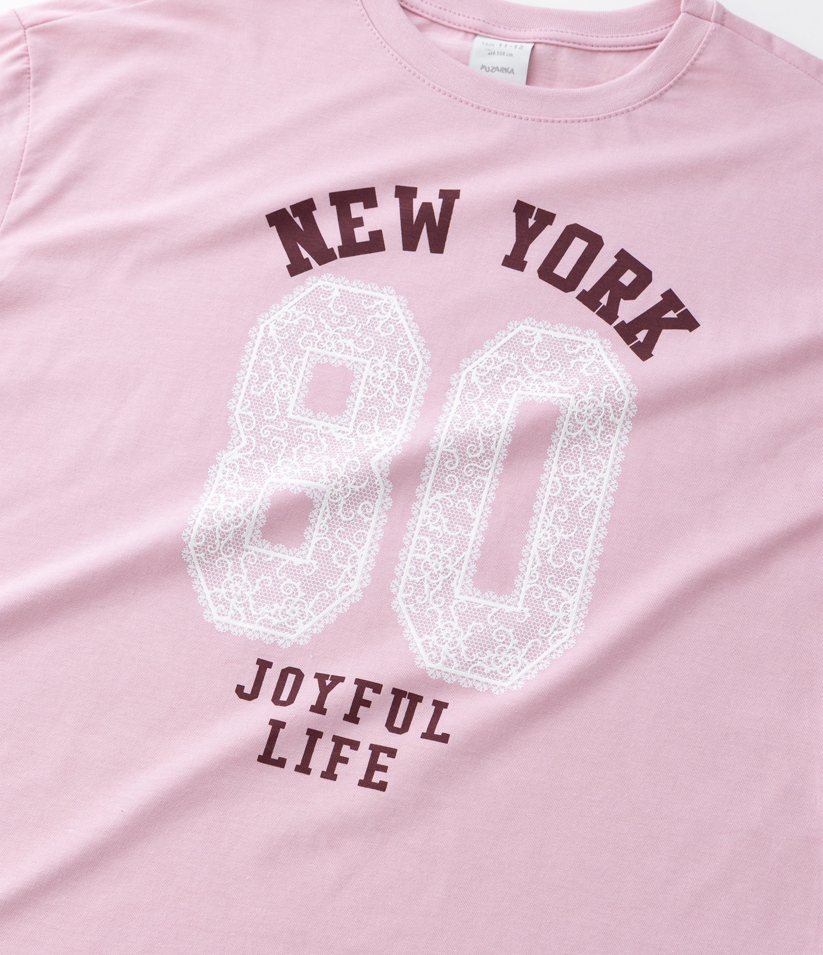 Camiseta Infantil Regular com Estampa College - Tam 5 a 16 Anos Rosa 4