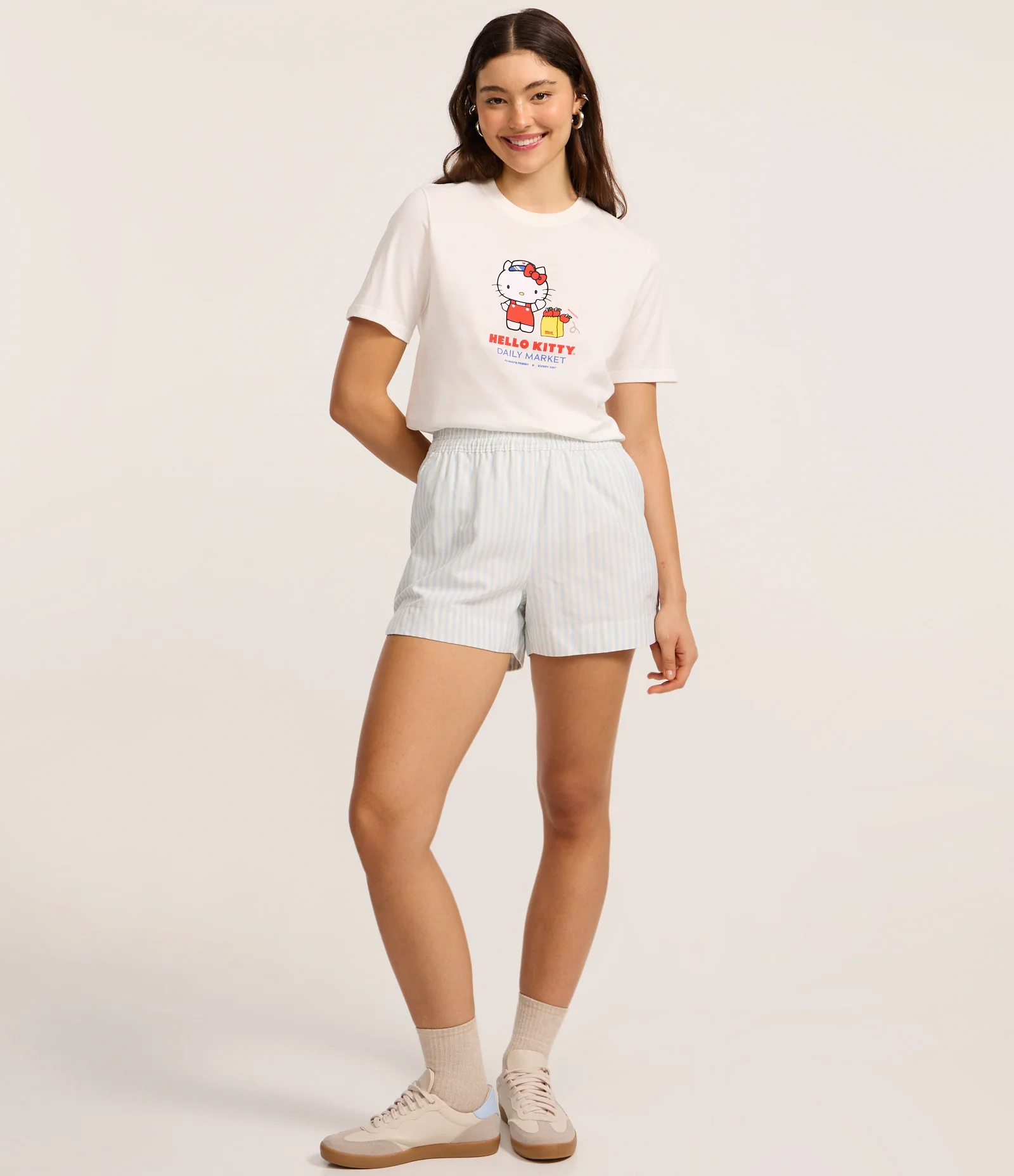 Camiseta T-shirt em Algodão com Estampa Hello Kitty Branco 2