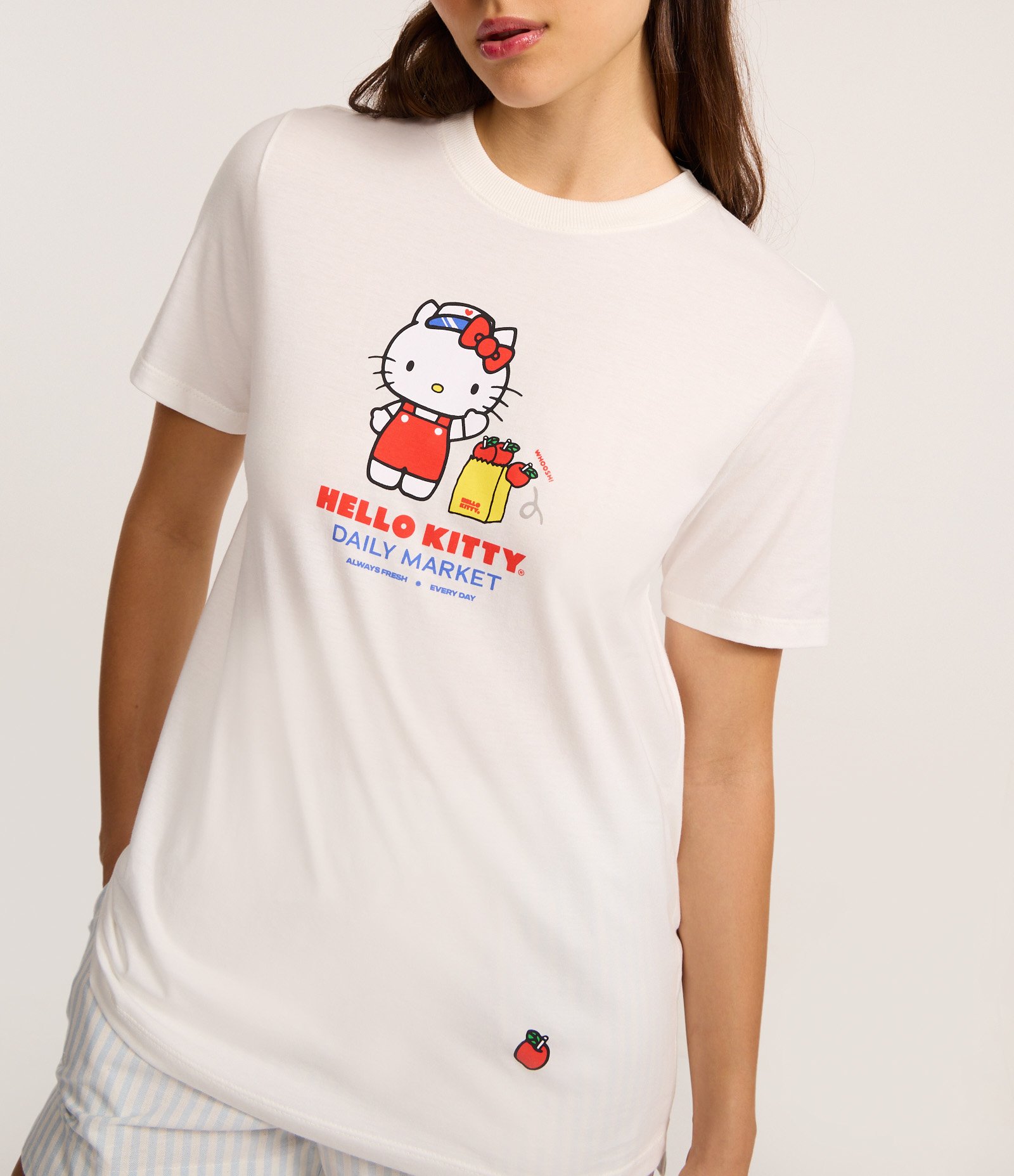 Camiseta T-shirt em Algodão com Estampa Hello Kitty Branco 4