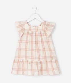 Vestido Infantil em Tricoline com Estampa Xadrez - Tam 1 a 6 Anos