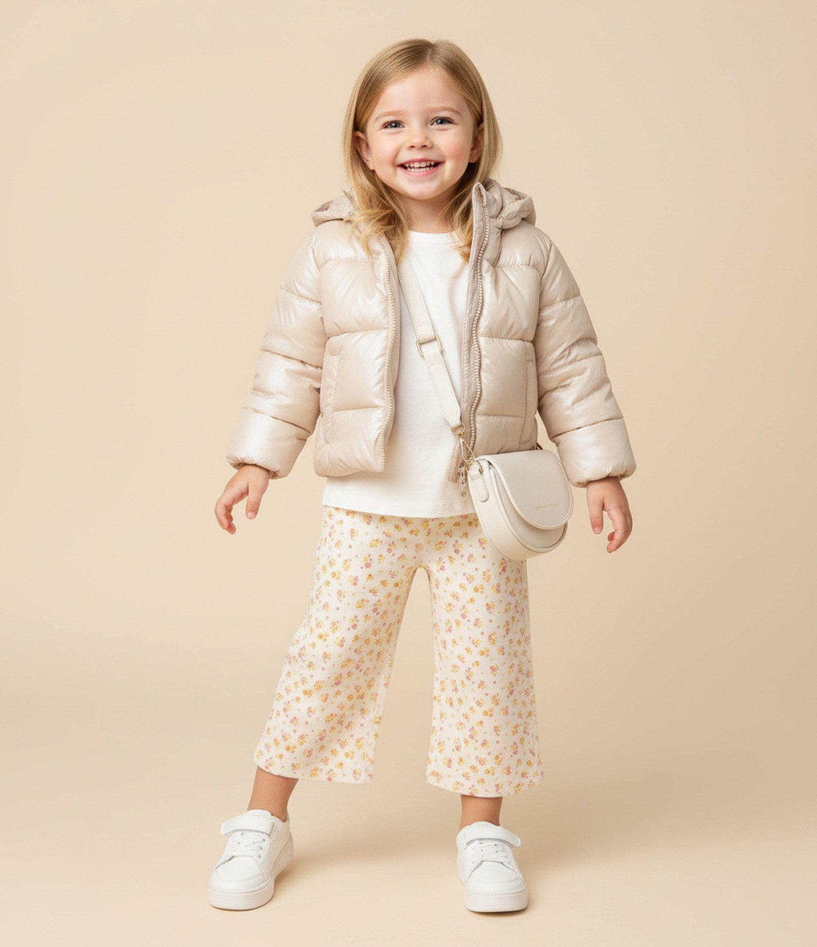 Jaqueta Infantil Puffer Pesada com Efeito Holográfico – Tam 1 a 6 Anos Dourado Claro 1