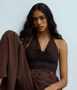 Body Frente Única em Tule com Decote Degagê