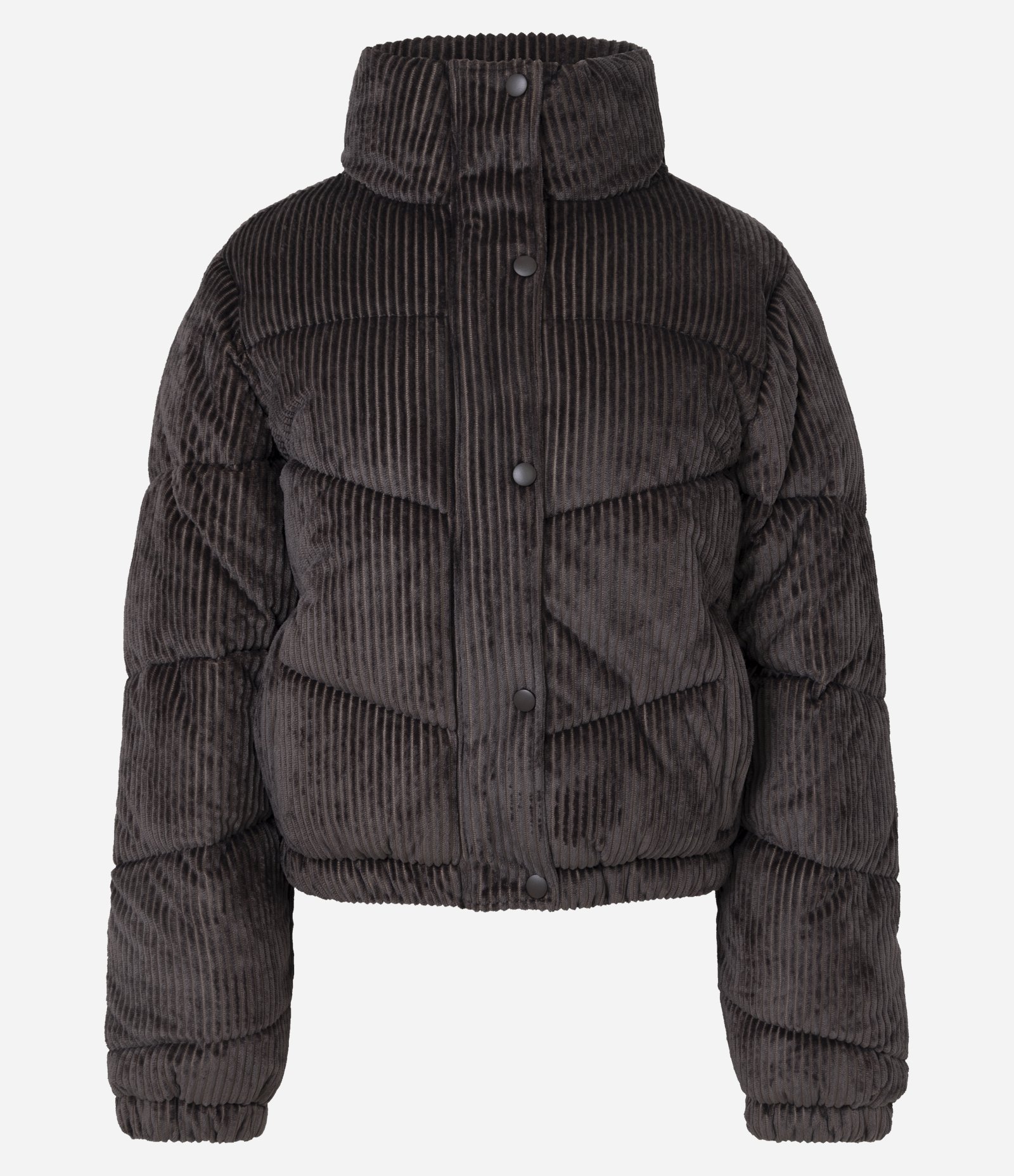 Jaqueat Puffer em Veludo Cotelê com Gola Alta Marrom 5