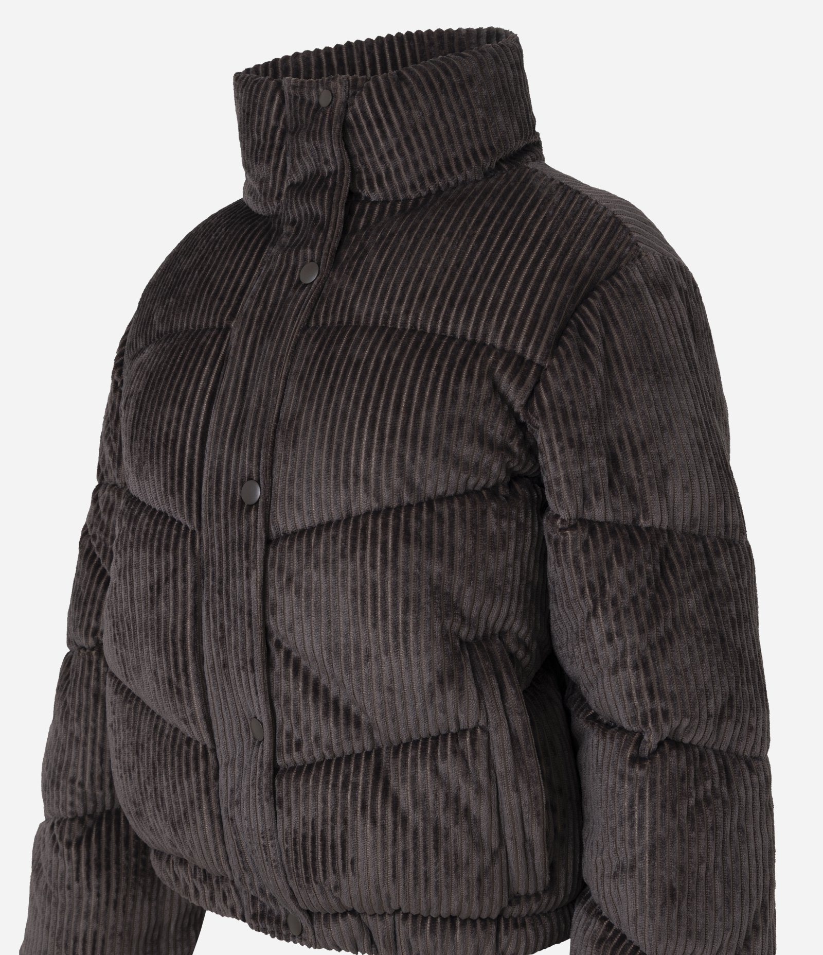 Jaqueat Puffer em Veludo Cotelê com Gola Alta Marrom 6