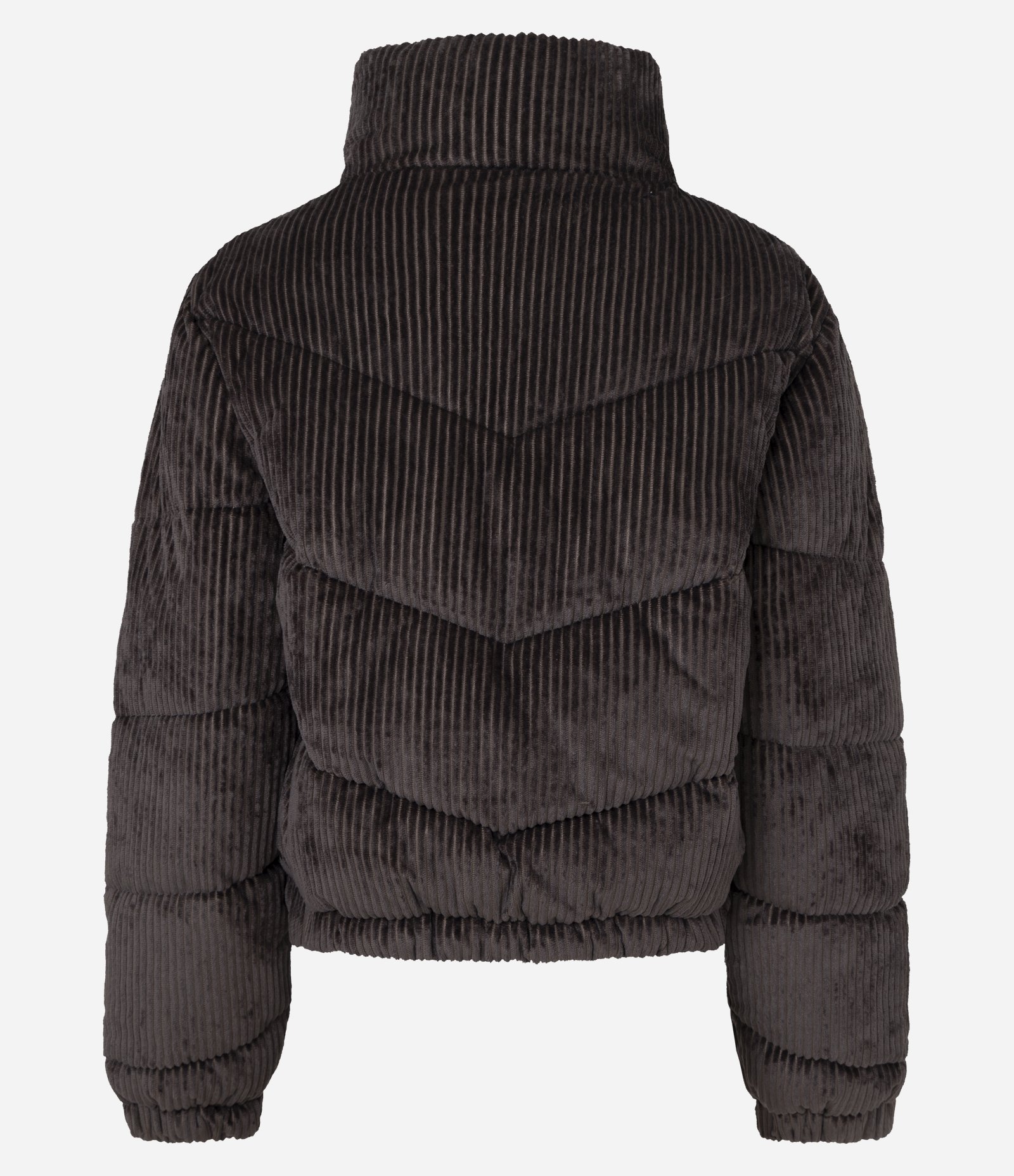 Jaqueat Puffer em Veludo Cotelê com Gola Alta Marrom 7