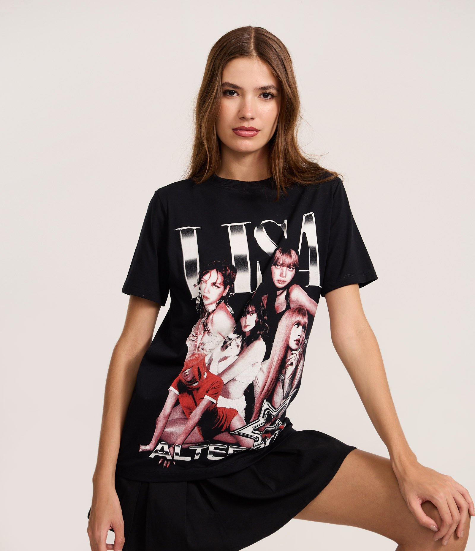 Camiseta T-Shirt em Algodão com Estampa Lisa Alter Ego Preto 1