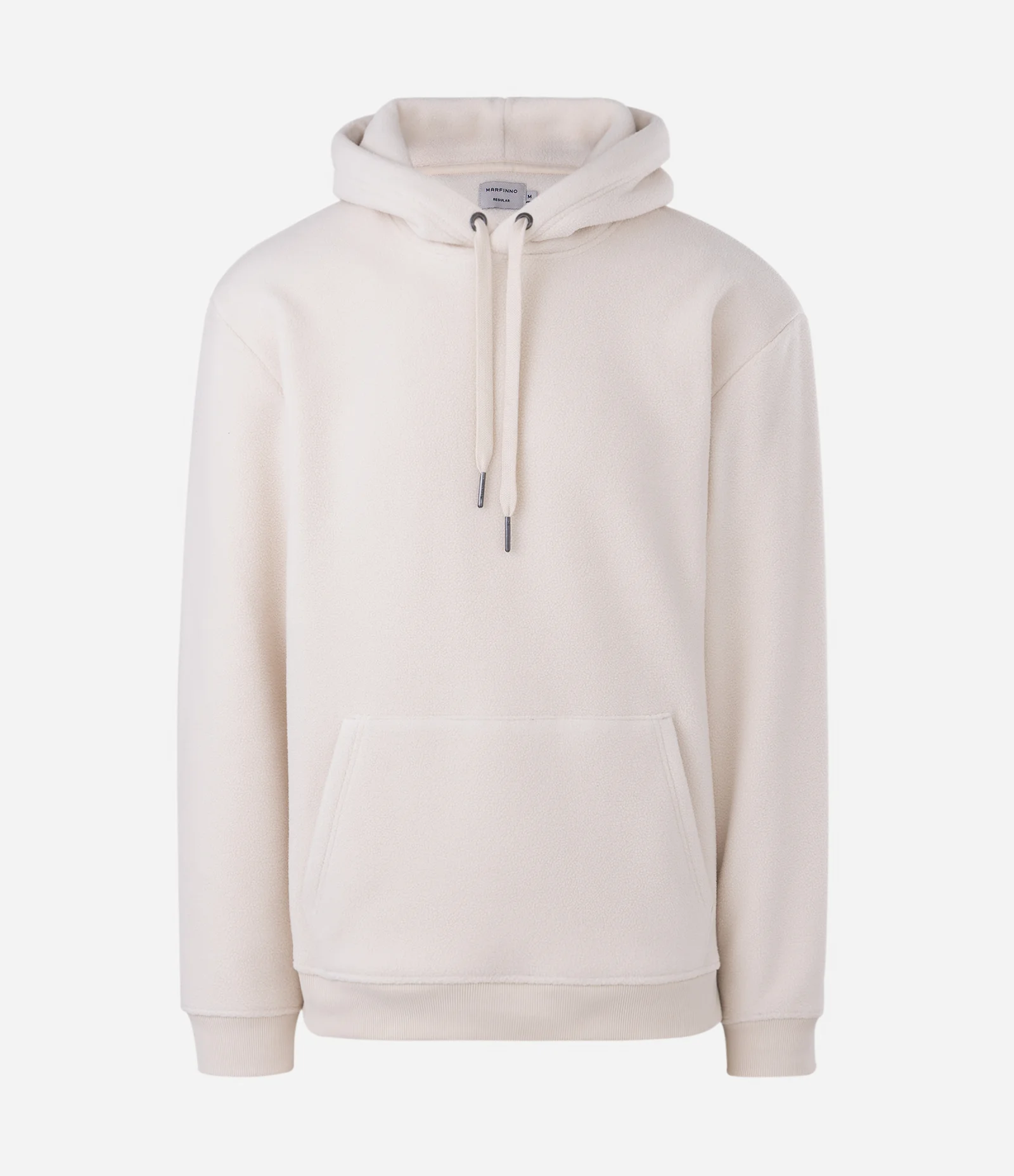 Moletom Fechado em Fleece com Capuz e Bolso Canguru Off White 1