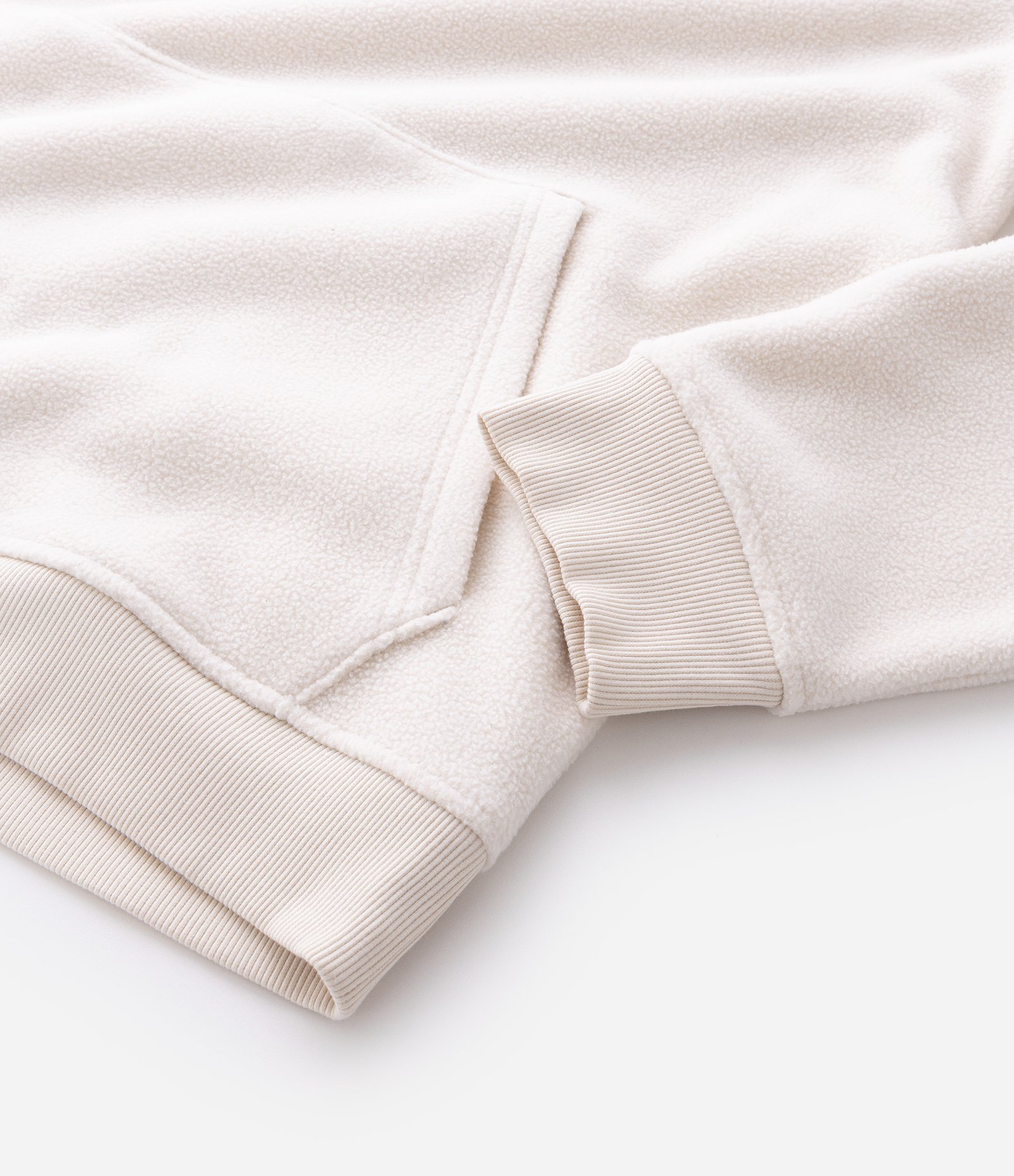 Moletom Fechado em Fleece com Capuz e Bolso Canguru Off White 4