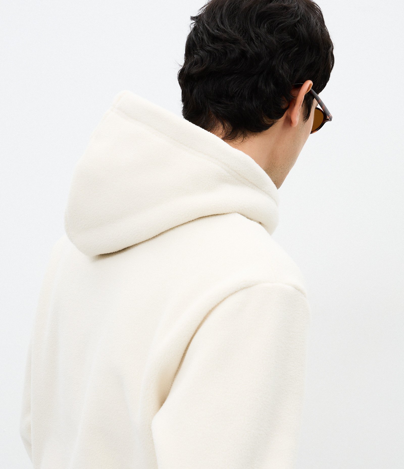 Moletom Fechado em Fleece com Capuz e Bolso Canguru Off White 3