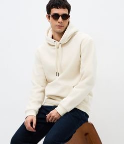 Moletom Fechado em Fleece com Capuz e Bolso Canguru